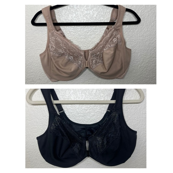 Glamorise WonderWire Front-Closure Underwire Bras 1245 x2 Tan Black 38 DD - Picture 13 of 16